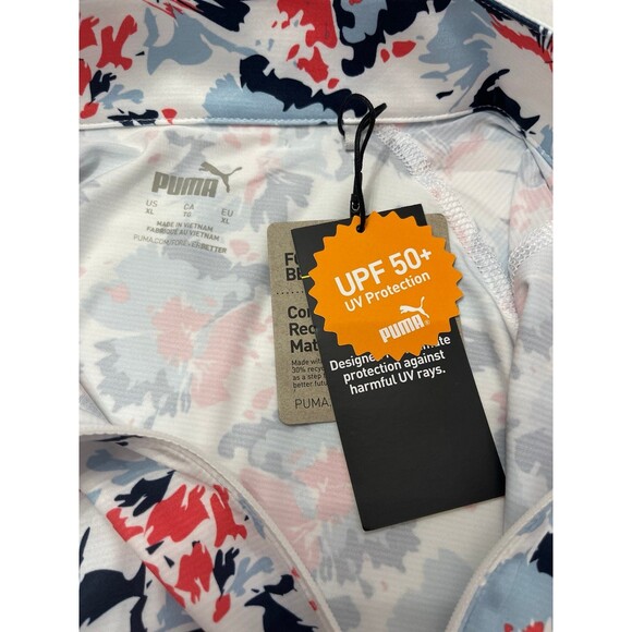 PUMA YouV Borrego Golf 1/4 Zip Size XL New With Tags White Glow/Silver Sky - Picture 6 of 7